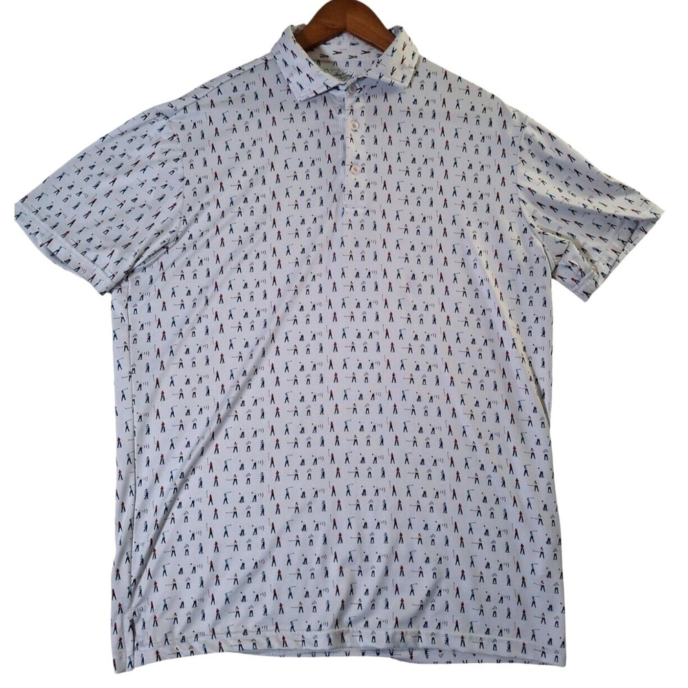 Tailor Byrd Geometric Polo Shirt Mens Medium Golf Print SPF 30 Quick‎ Dry